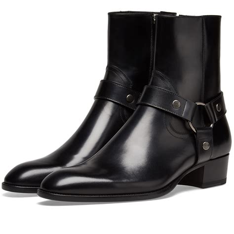 yves saint laurent wyatt harness boots in smooth leather|Saint Laurent Wyatt Harness Boots In Smooth Leather.